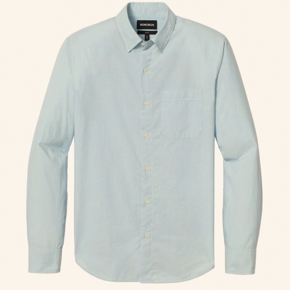BONOBOS Washed Button-Down Standard Fit Shirt in Aqua/ Size Large/Long